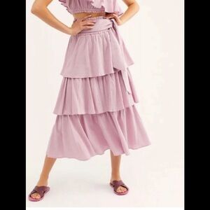 NWOT Free People XS Go For Drama Tiered Skirt
